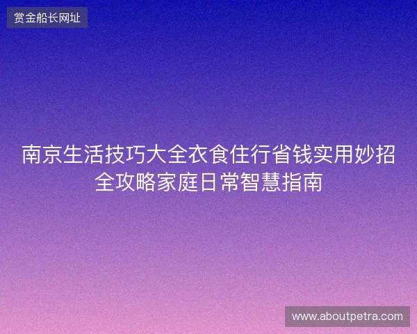 南京生活技巧大全衣食住行省钱实用妙招全攻略家庭日常智慧指南 南京生活技巧大全衣食住行省钱实用妙招全攻略家庭日常智慧指南